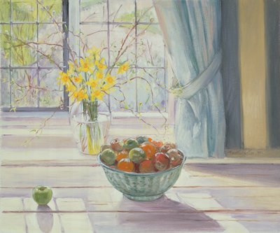 Fruit Bowl with Spring Flowers by Timothy Easton